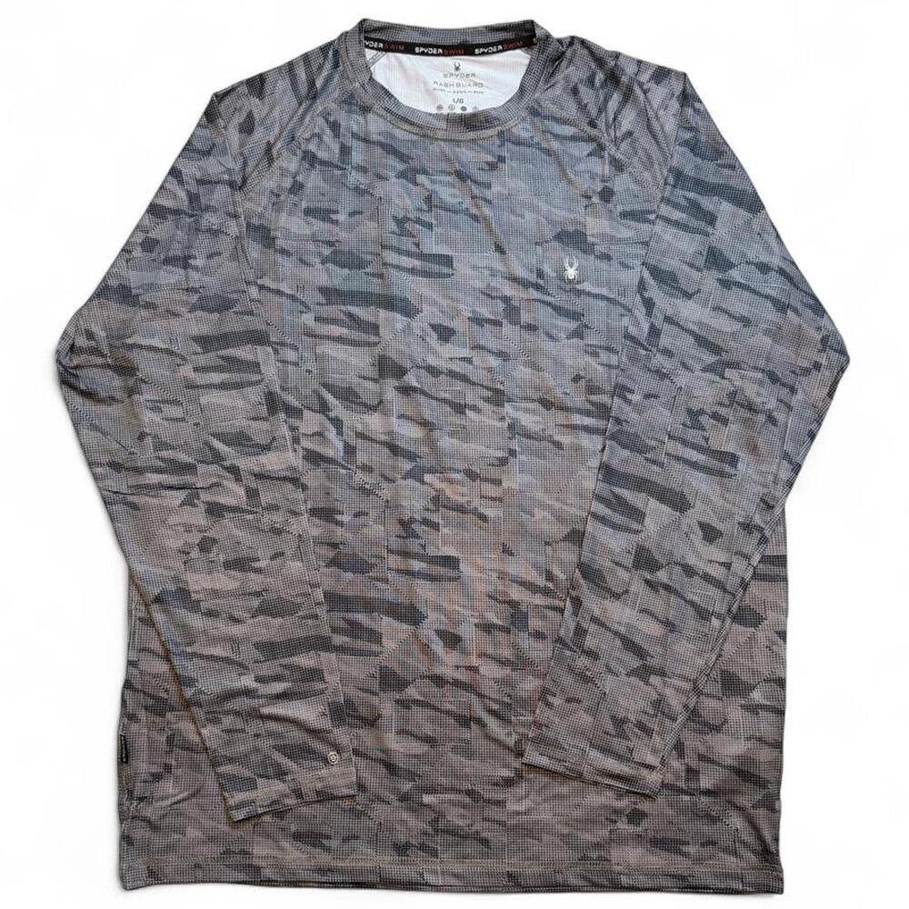 Spyder rash guard gray & black camouflage long sleeve surf/swim shirt size large